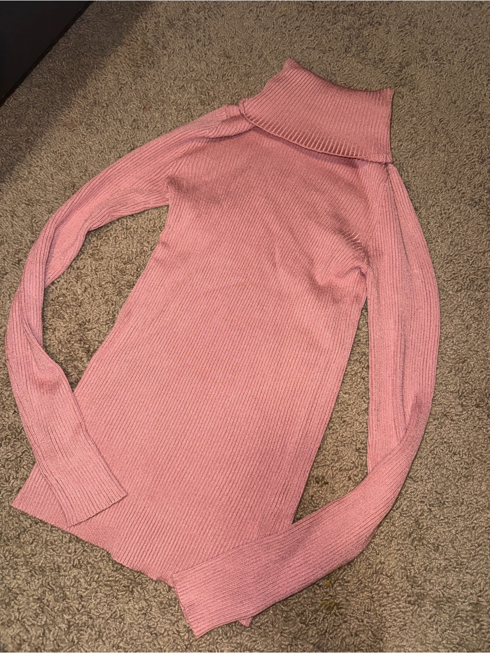 Ambiance Pink Ribbed Turtleneck Sweater - Women
